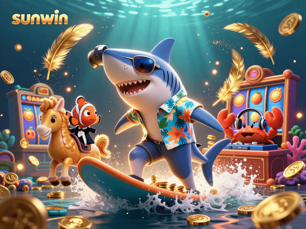 Win big with sunwin: A vibrant underwater casino scene featuring unique animated characters.