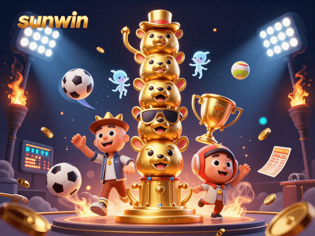 Engage with sunwin's dynamic sports betting scene featuring lively characters and action elements.