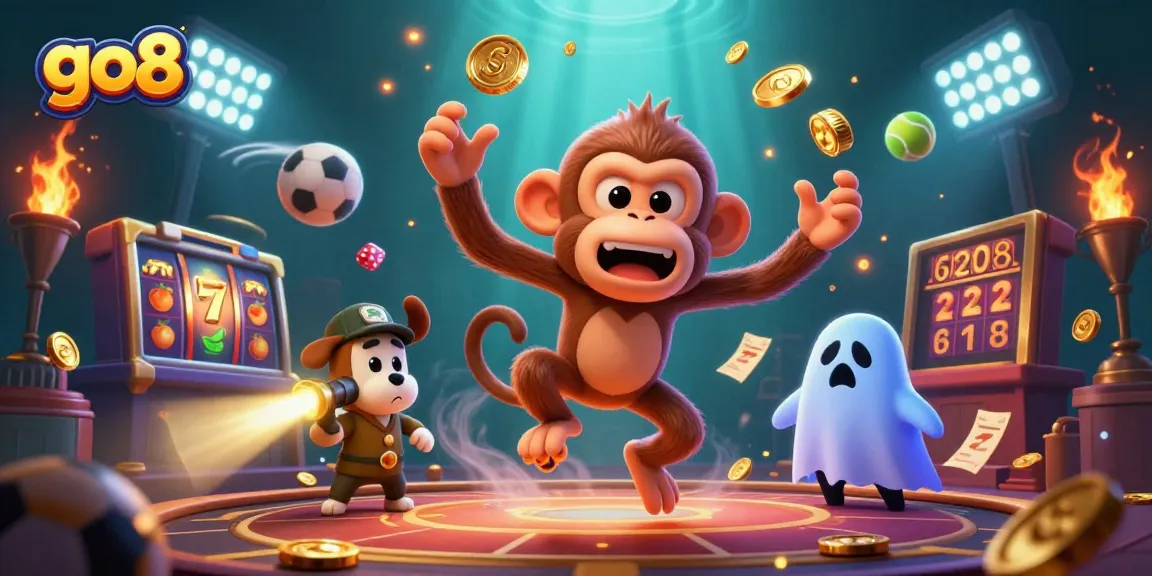 Engage with go8's thrilling casino experience as golden game elements fly around a playful ghost!