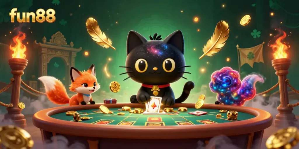 Experience fun88 with an ultra-detailed cosmic casino scene and unique cartoon characters.