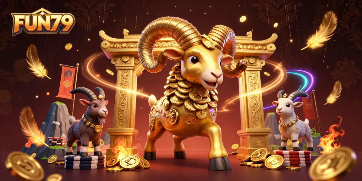 Engage in thrilling gaming action at FUN79 with golden ram charging under a decorative temple gate.