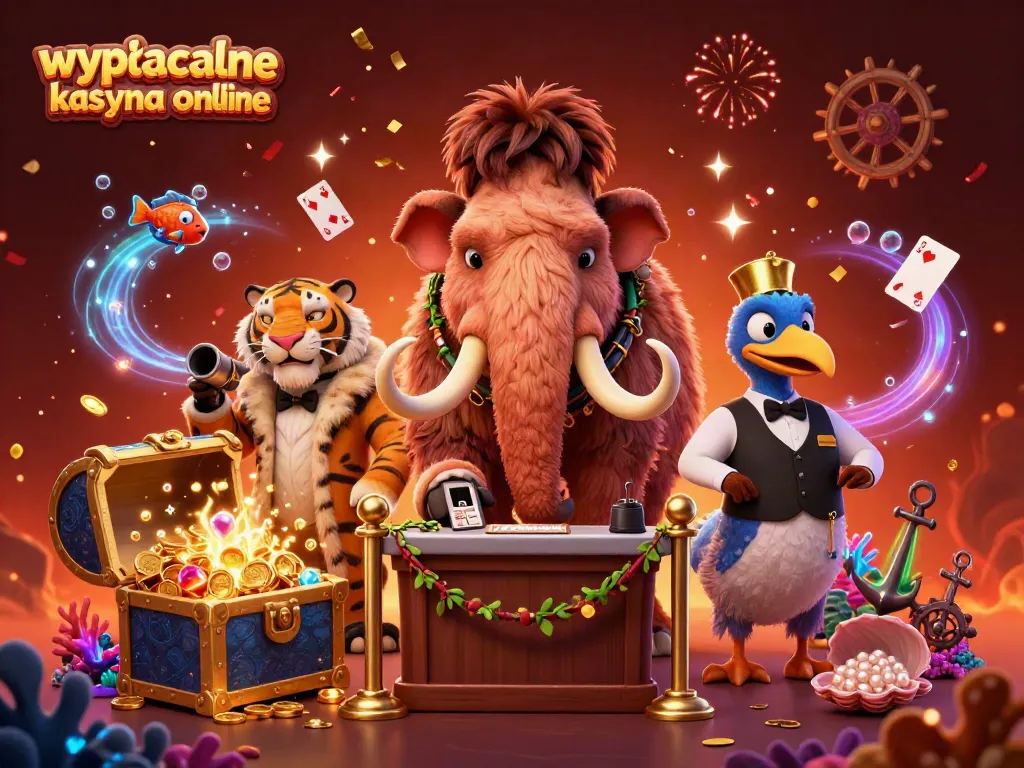 Check IDs at wypłacalne kasyna online, vibrant 3D scene with cartoon characters and casino elements.