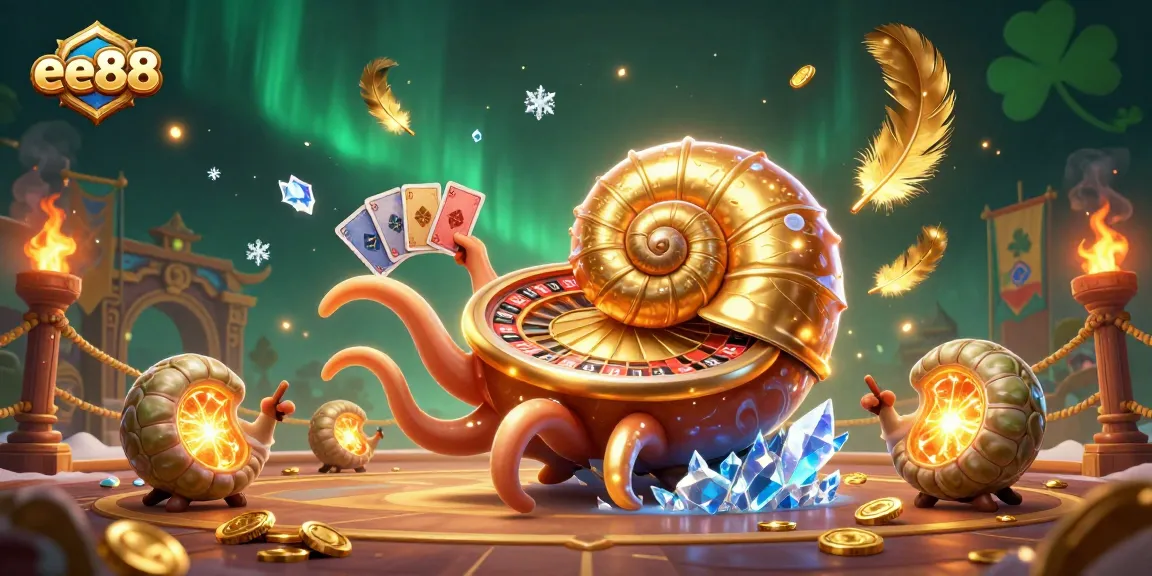 Experience thrilling action at ee88 with a vibrant 3D casino scene filled with dynamic gambling elements.