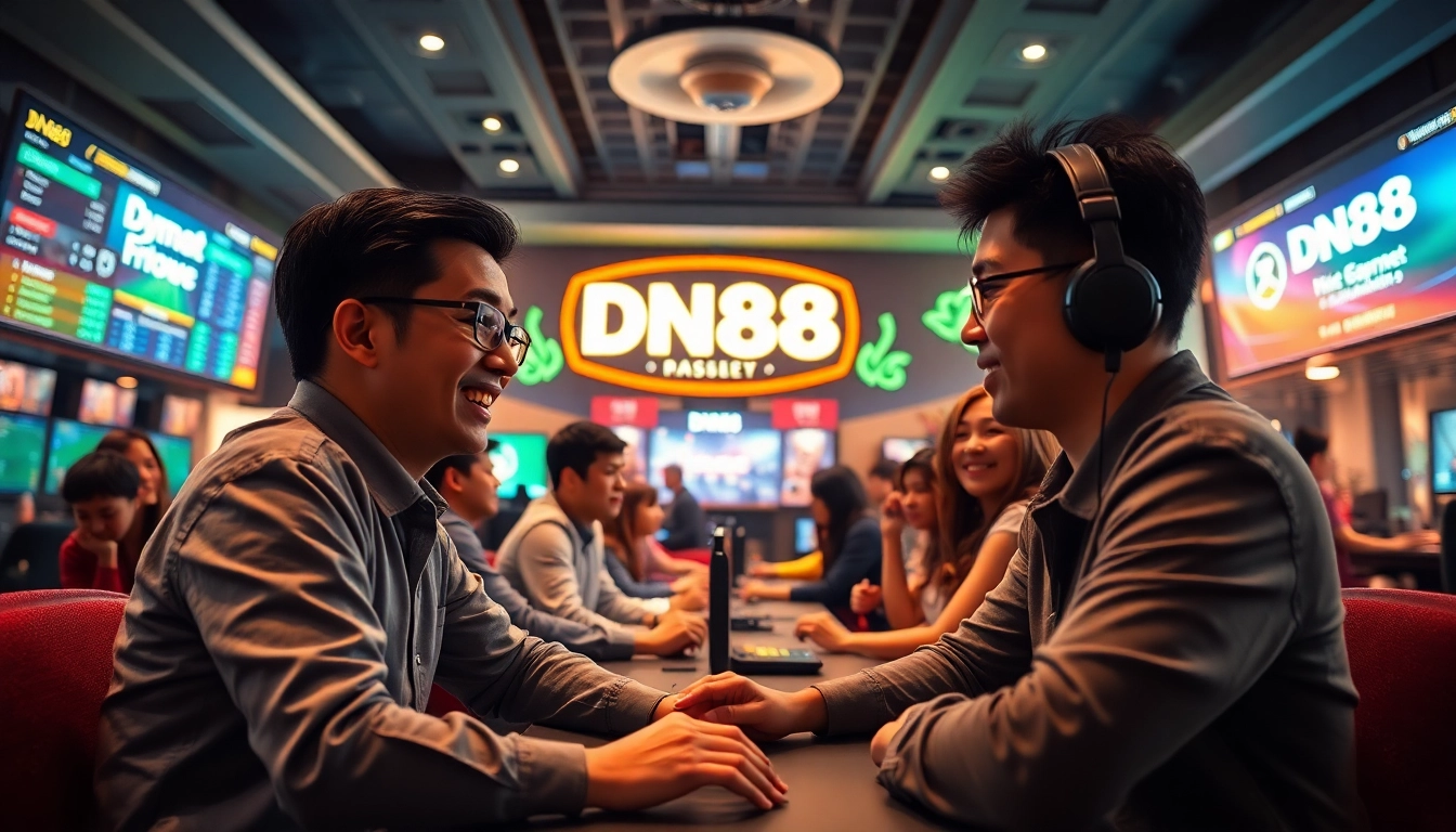 Players enjoying a safe online gaming experience at dn88, showcasing excitement in a vibrant atmosphere.