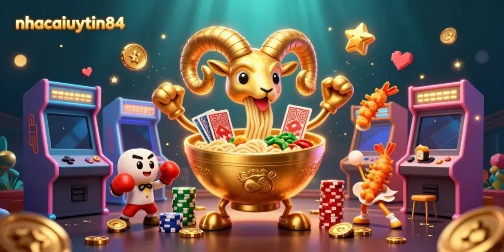 Engage in thrilling gameplay with nhacaiuytin84's vibrant casino scene featuring impressive characters and dynamic game elements.