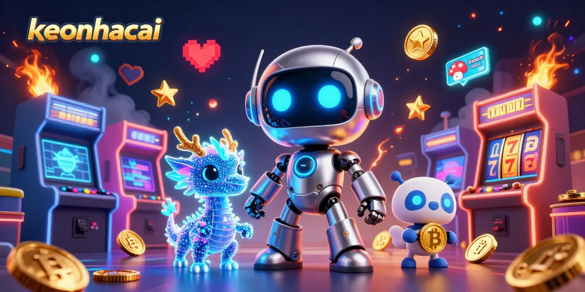 Experience gaming excitement with keonhacai's vibrant 3D cyberpunk casino scene.