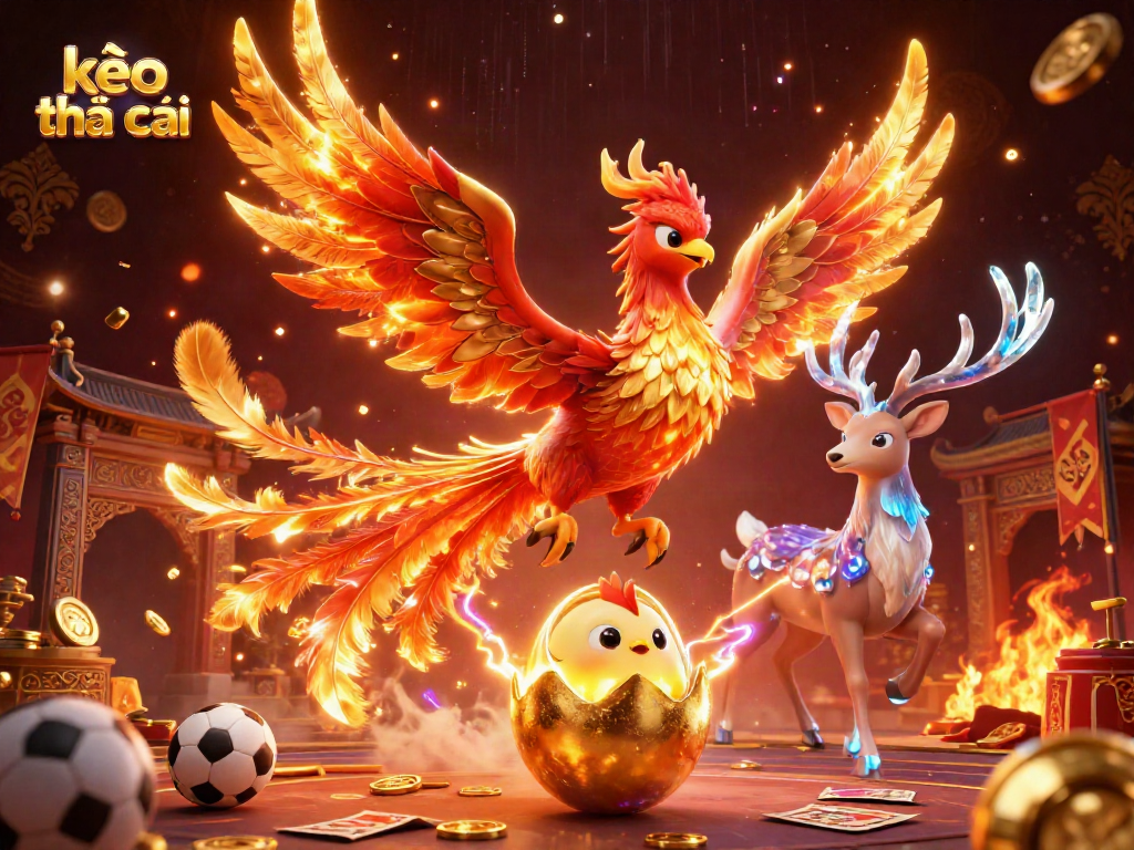 Experience kèo nhà cái in a vibrant sports betting arena with mythical creatures and dynamic elements.