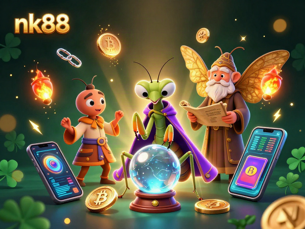 Get immersed in the nk88 fortune teller's world of luck and crypto with vibrant casino elements.