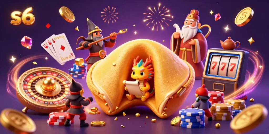 Engage in games at s6 66 with a dynamic scene showcasing a wise dragon, golden elements, and rich casino visuals.