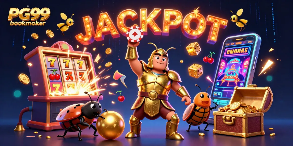 Experience the excitement of winning at PG99 bookmaker with a vibrant jackpot scene featuring a glorious hercules beetle.