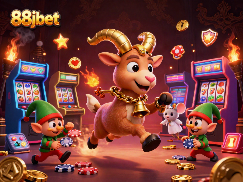 Engage with the festive world of 88jbet where Krampus and mischievous gremlins create excitement in a gaming casino.