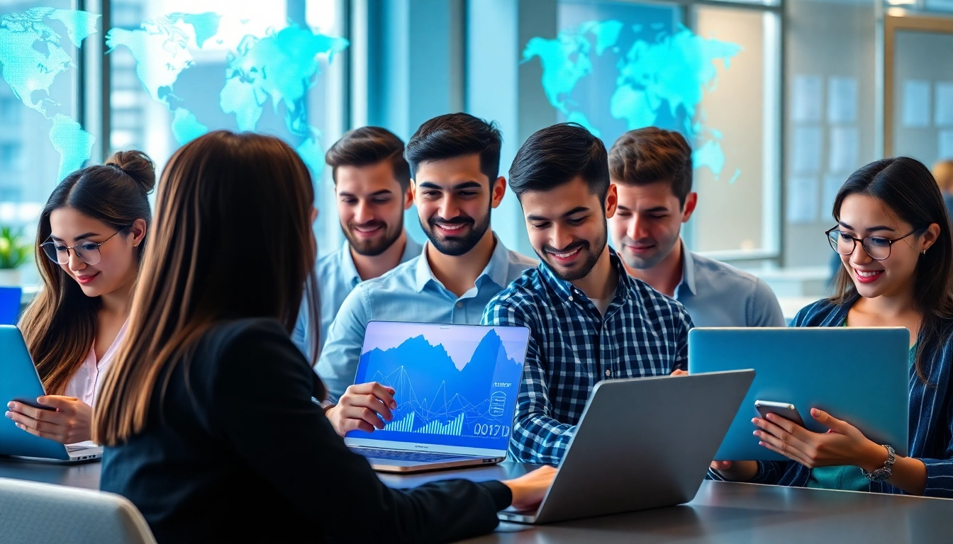 快连下载: Users enjoying fast and secure internet connectivity in a modern office.