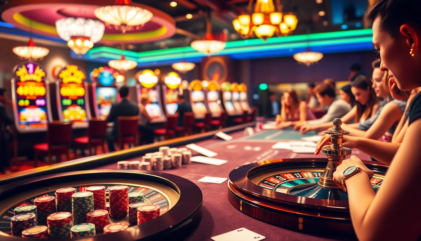 High-energy casino action at 888NEW with poker games and slot machines.