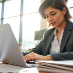 Streamlined eta application uk process illustrated by an individual working intently.