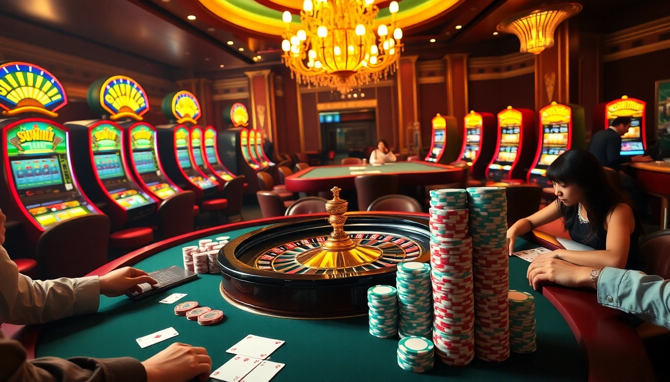 Experience exhilarating gameplay at 99win thiên đường, where vibrant poker tables and roulette wheels captivate players.