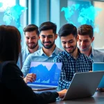 快连下载: Users enjoying fast and secure internet connectivity in a modern office.