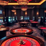 Gambling excitement at a PS99 login interface with luxurious casino tables and vibrant graphics.