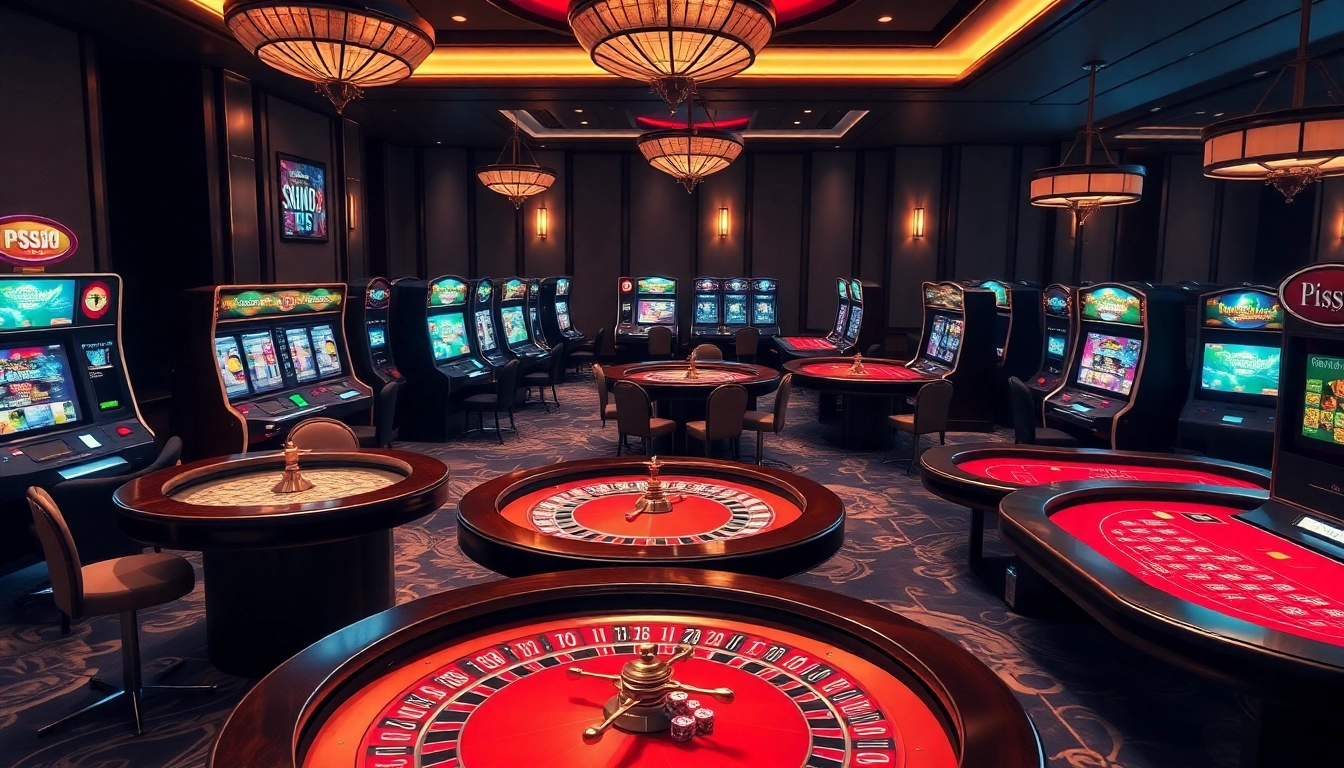Gambling excitement at a PS99 login interface with luxurious casino tables and vibrant graphics.