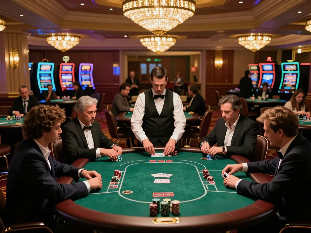 Players engaged in a thrilling poker game at 789f casino, showcasing strategic gameplay and vibrant atmosphere.