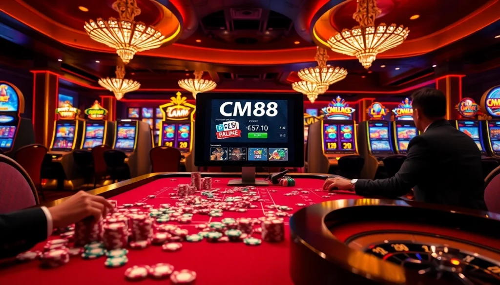 Experience the thrill of CM88 at a vibrant casino table filled with exciting gambling activities.
