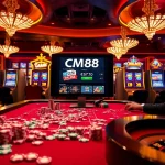 Experience the thrill of CM88 at a vibrant casino table filled with exciting gambling activities.