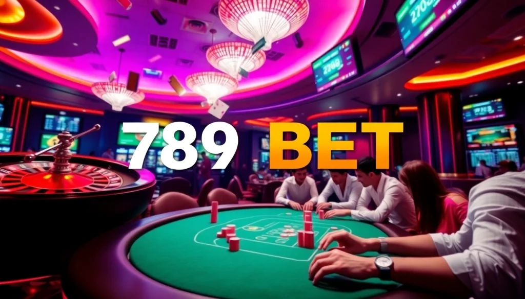 Experience the excitement of gaming at 789 BET with vibrant casino tables and engaging players.