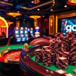 Experience high-stakes excitement at the go8 casino with roulette tables and vibrant slot machines.