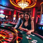 Experience luxury and excitement of gambling at https://f1682.email/ with players engaging at a roulette table.