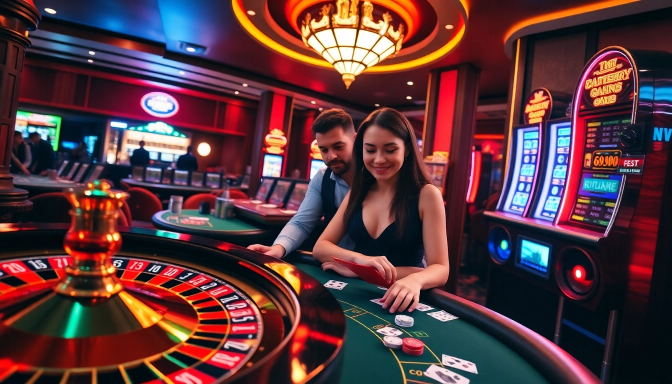 Experience luxury and excitement of gambling at https://f1682.email/ with players engaging at a roulette table.