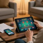 Engaging player enjoying 888now experience while gaming online from a cozy living room.