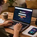Engaging moment of a user at Kenzototo login on a laptop while analyzing betting strategies responsibly.