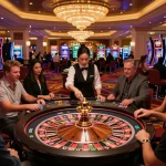 Experience the thrilling roulette table action at 79king casino with players placing strategic bets.