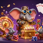 Engage with xx88's innovative gaming realm featuring a steampunk elephant and classic casino elements.