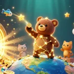 Engage with the vibrant UG38 casino scene featuring golden treasures, cartoon characters, and dazzling effects.
