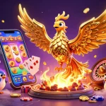 Players win at lv88t1 with a golden phoenix emerging amid vibrant casino elements.