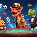 Witness the excitement of ex88 casino with a 3D velociraptor card counter and vivid game elements.
