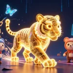 Experience the excitement of sunwin808 with its vibrant 3D golden tiger in a digital casino filled with crypto coins.