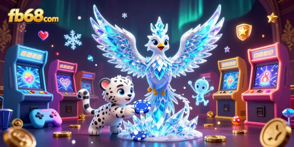 Experience the excitement of fb68com with a vibrant, animated casino illustration featuring interactive game elements.