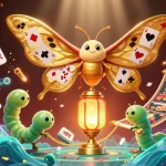 Engage with thrilling gameplay at OKFUN featuring vibrant casino elements and an enchanting moth.