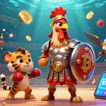 Bet on nk88 with a lively 3D illustration featuring slot reels, golden coins, and vibrant characters.