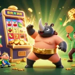 Win big with j188's exciting atmosphere featuring a sumo champion beetle and slot machine explosion.