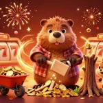 Spin the reels at KK55 with a vibrant atmosphere of gold coins, joyful characters, and festive fireworks!