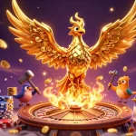 Experience the thrill of Go88 login with a vibrant illustration showcasing exciting casino elements and a golden phoenix.