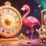 Spin to win big with j188 in this vibrant casino-themed illustration showcasing excitement and prizes.